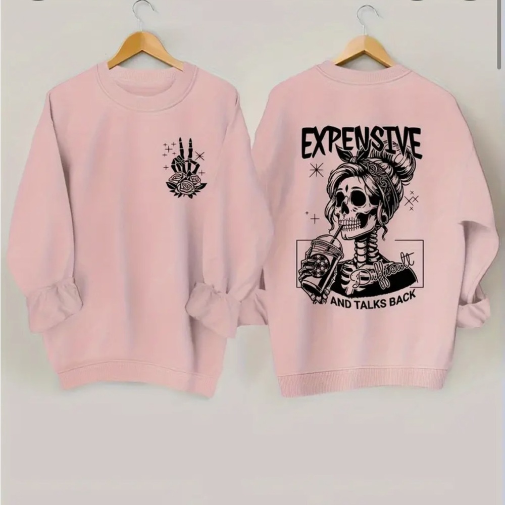 Skull Pattern Long Sleeve Crew Neck Sweatshirt - Fashion Sweatshirts for Women